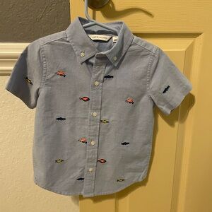 Janie and Jack Blue Button Down Shirt with Fish Pattern. New with tags